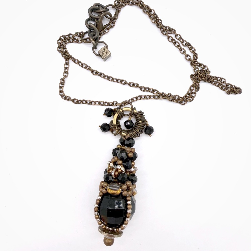 Pam Hiran Anthropologie Style Chunky Y2K Beaded Pendant‎ Necklace Boho